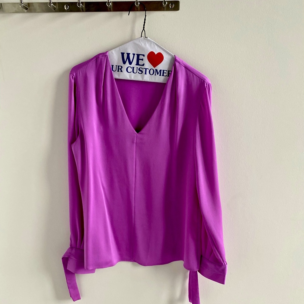 Lilac Pink Tie Sleeve Blouse - S (6/8)